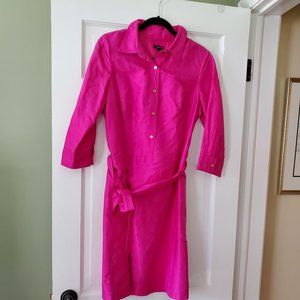 Talbot's Silk Shirt Dress in Hot Pink, Size 10